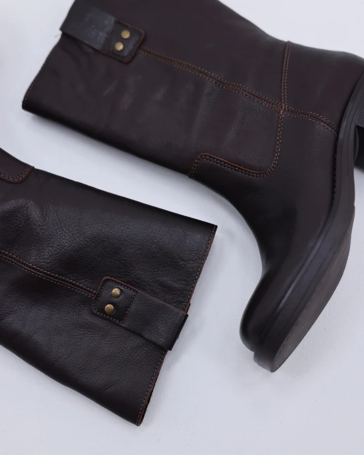 BIAMARY MID PULL ON BOOT PULL UP LEATHER | Brown - Image 3