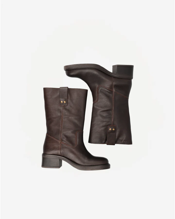BIAMARY MID PULL ON BOOT PULL UP LEATHER | Brown - Image 4