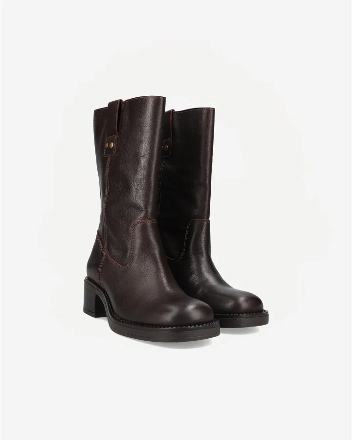 BIAMARY MID PULL ON BOOT PULL UP LEATHER | Brown - Image 5