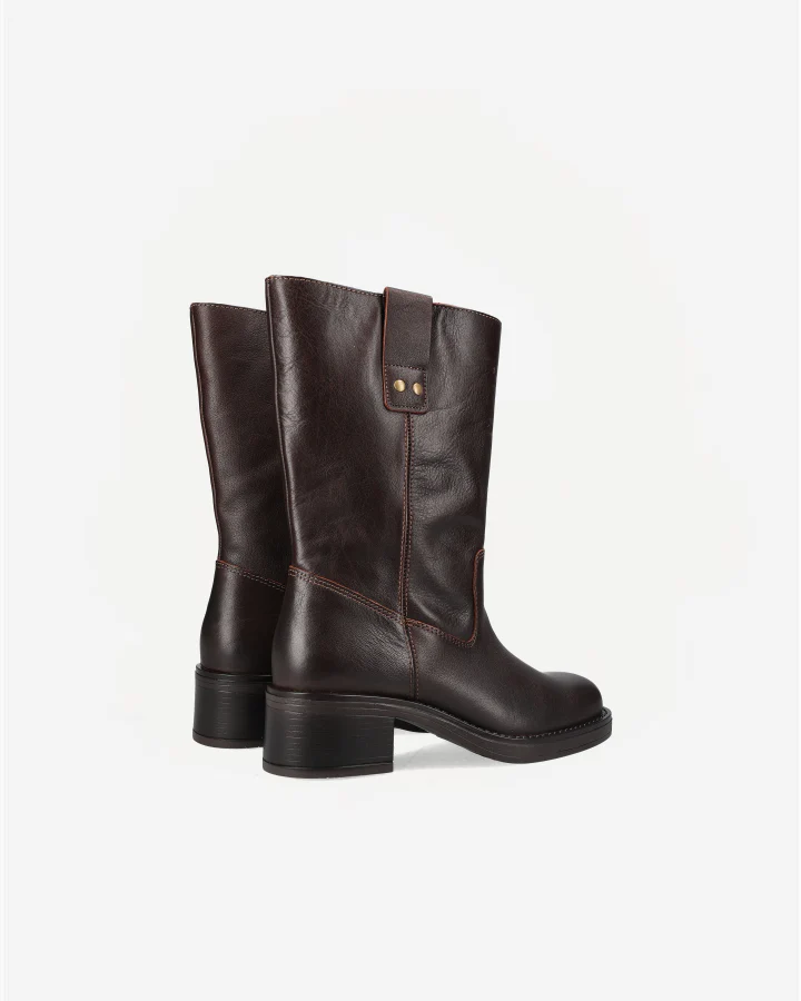BIAMARY MID PULL ON BOOT PULL UP LEATHER | Brown - Image 6
