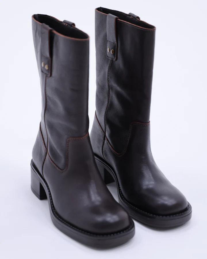 BIAMARY MID PULL ON BOOT PULL UP LEATHER | Brown - Image 7